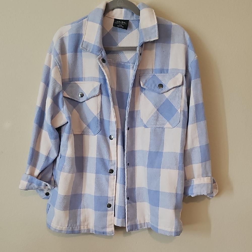 Blue and White Plaid Women's Jacket